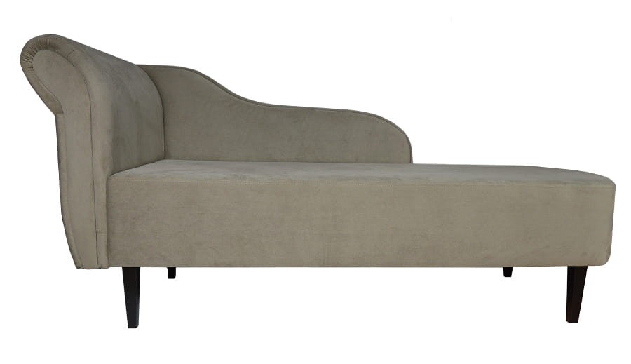 Minimalistyczny szezlong LUDWIK z prostymi, czarnymi drewnianymi nóżkami  - kolor brązowy