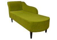 Widok z boku - szezlong w kolorze oliwkowo-zielonym.